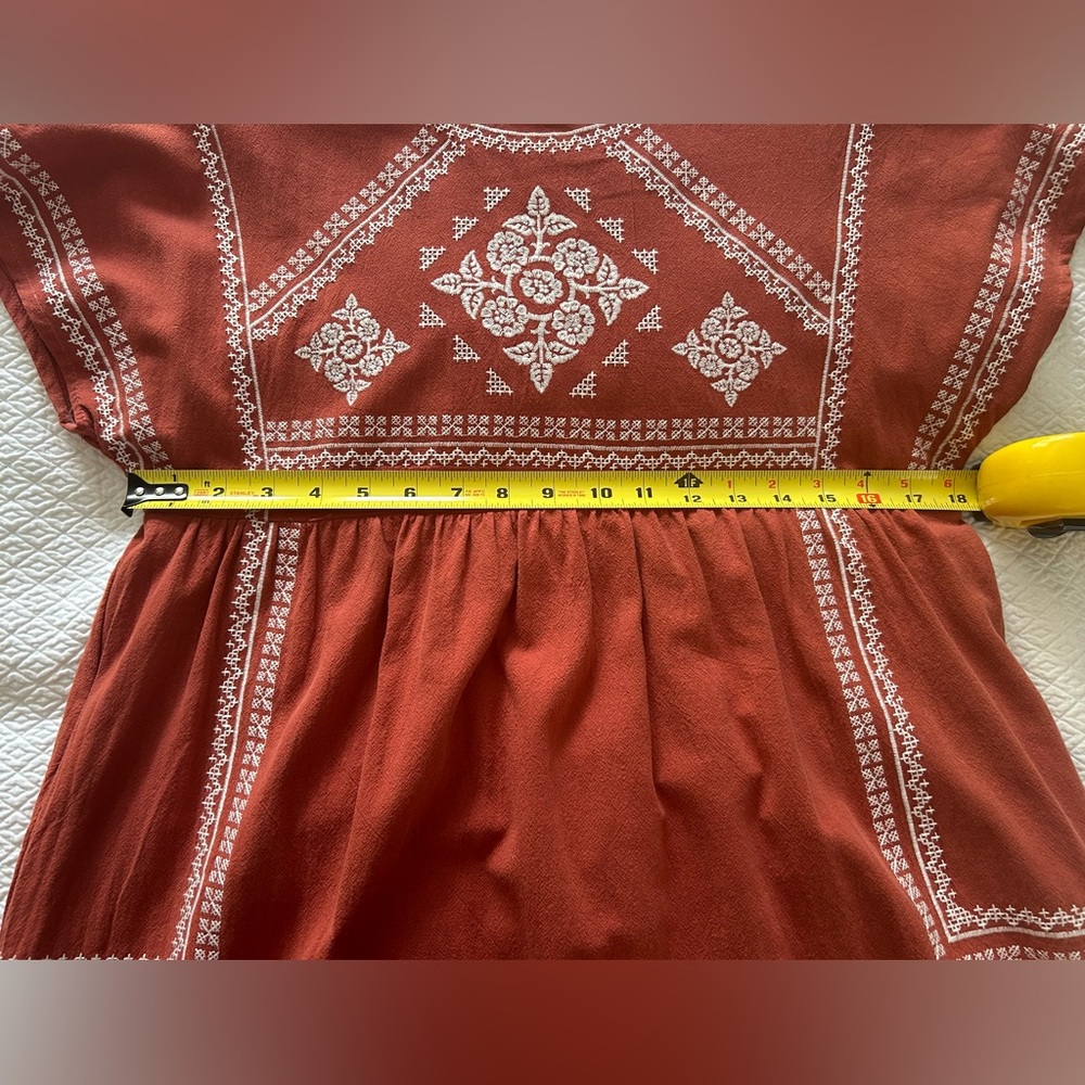 Medium Polagram Boho Terracotta Midi Dress with Pockets and Embroidered accents - Picture 5 of 5